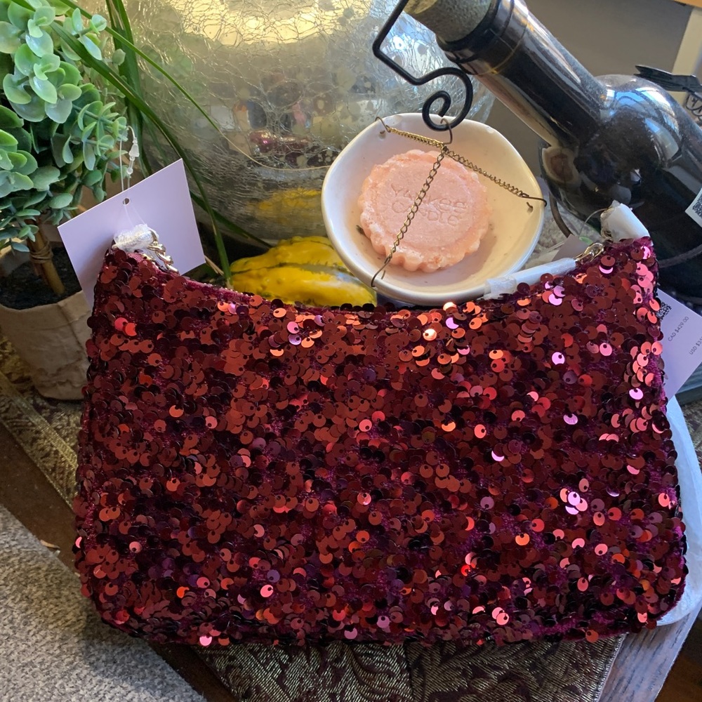 Authentic KATE SPADE Sequins top zip Clutch/shoulder/Crossbody - Picture 13 of 15